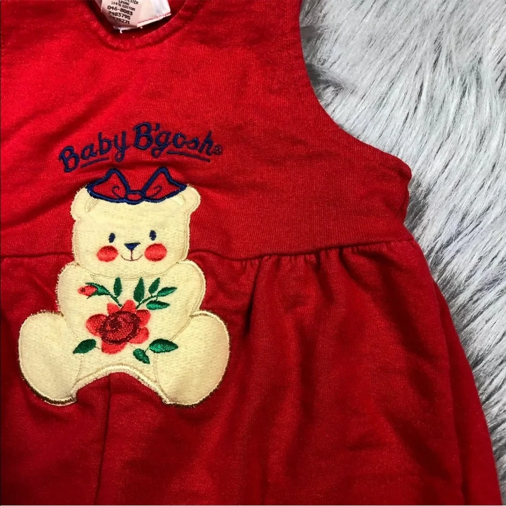 Vintage Baby Girls Oshkosh Bgosh Red Teddy Bear Jumpsuit Romper